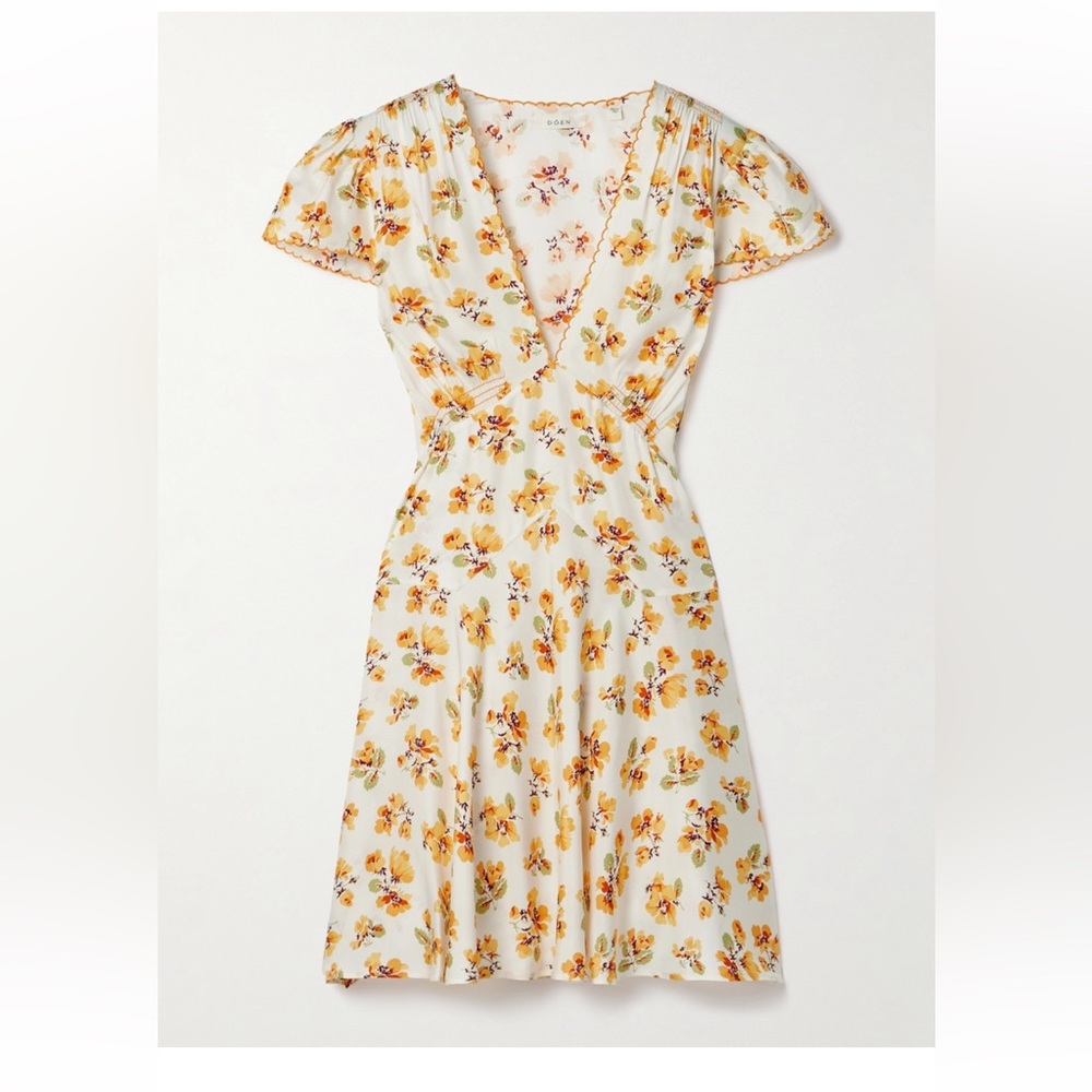 Doen Dianne floral print silk blend twill mini dress